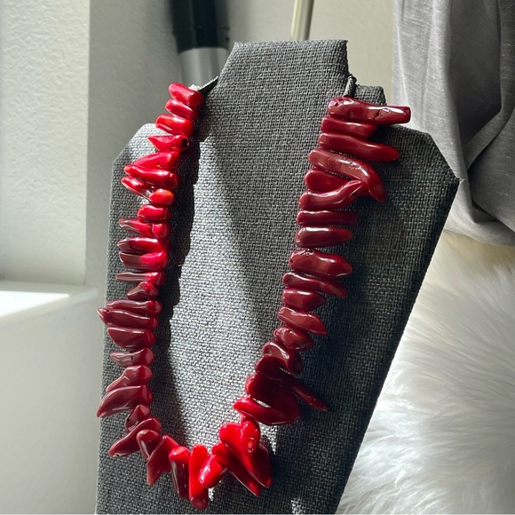 RED CORAL | Rich Red Color Full Single Strand Necklace - Picture 9 of 16